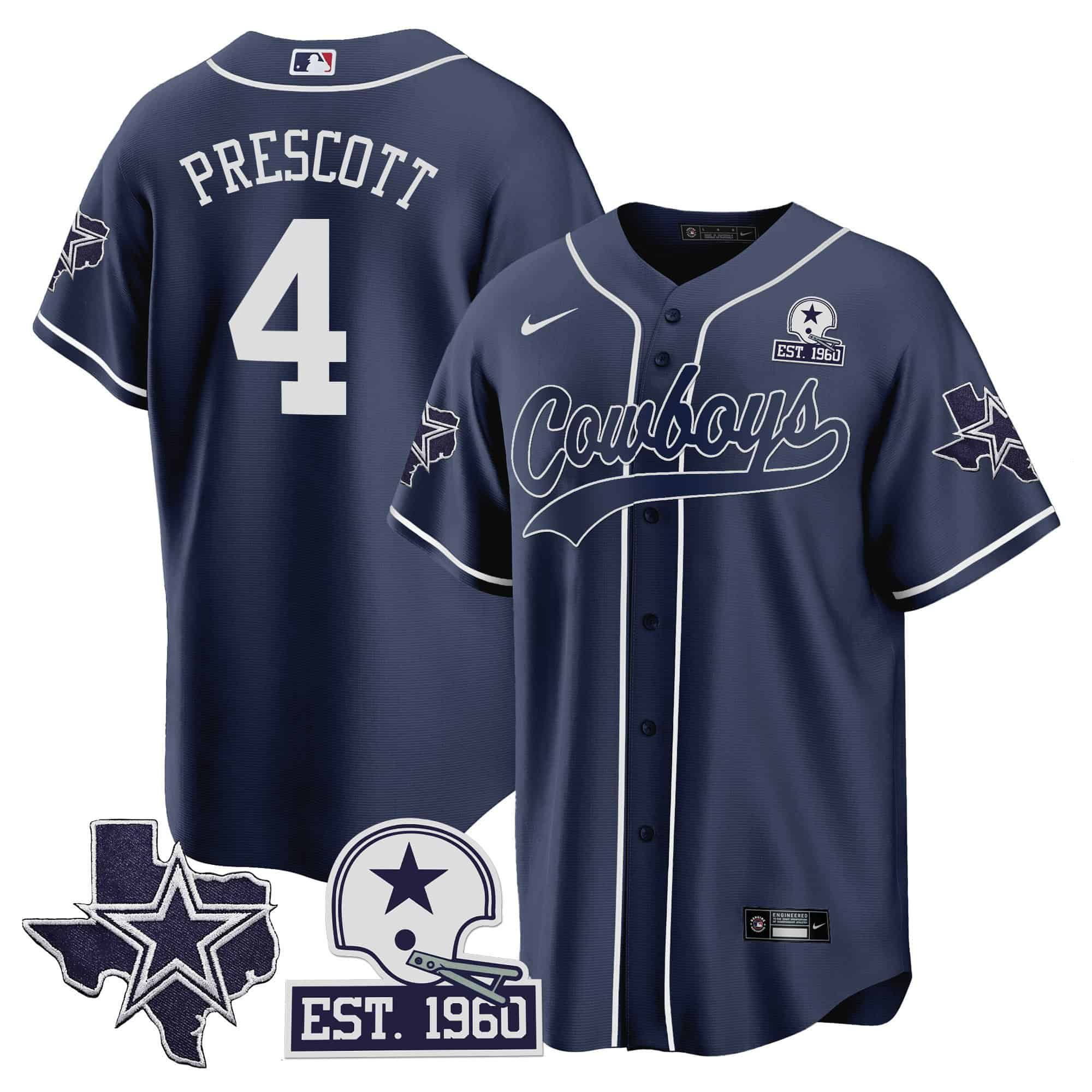 Men Dallas Cowboys #4 Prescott Dark blue 2024 Nike Patch Baseball NFL Jersey->indianapolis colts->NFL Jersey